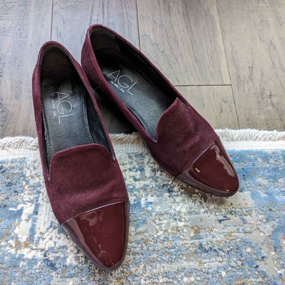 AGL cap toe women's loafer in chianti red